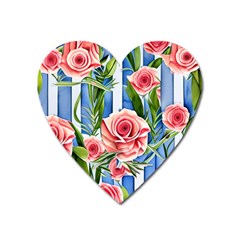 Chic Watercolor Flowers Heart Magnet