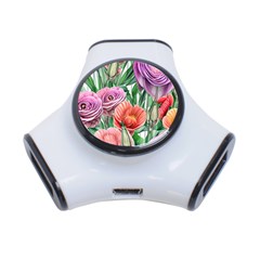 Captivating Watercolor Flowers 3-port Usb Hub by GardenOfOphir