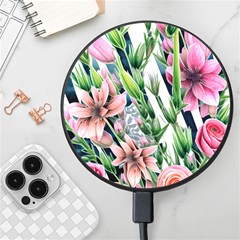 Sumptuous Watercolor Flowers Wireless Fast Charger(black)