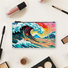 Ai Generated Waves Ocean Sea Tsunami Nautical Arts Cosmetic Bag (small)