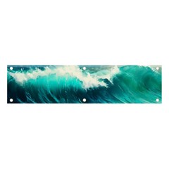 Ai Generated Waves Ocean Sea Tsunami Nautical Painting Banner And Sign 4  X 1  by Ravend