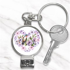 Hummingbird In Floral Heart Nail Clippers Key Chain by augustinet