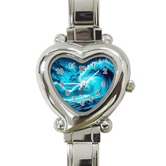 Ai Generated Waves Ocean Sea Tsunami Nautical Sea Heart Italian Charm Watch by Ravend