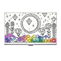 Rainbow Fun Cute Minimal Doodle Drawing Business Card Holder by Ravend