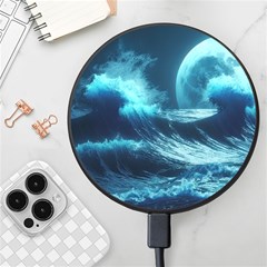 Moonlight High Tide Storm Tsunami Waves Ocean Sea Wireless Fast Charger(black)