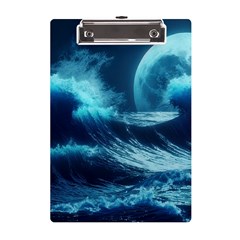 Moonlight High Tide Storm Tsunami Waves Ocean Sea A5 Acrylic Clipboard