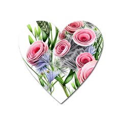 Captivating Coral Blooms Heart Magnet