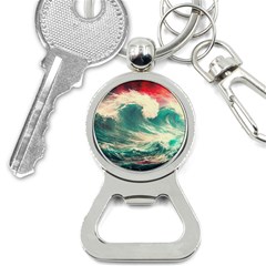 Storm Tsunami Waves Ocean Sea Nautical Nature Painting Bottle Opener Key Chain by Ravend