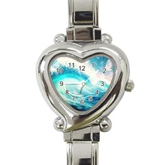 Tsunami Waves Ocean Sea Nautical Nature Water Nature Heart Italian Charm Watch by Ravend