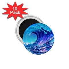 Tsunami Tidal Wave Ocean Waves Sea Nature Water Blue 1 75  Magnets (10 Pack)  by Ravend