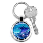 Tsunami Tidal Wave Ocean Waves Sea Nature Water Blue Key Chain (Round) Front