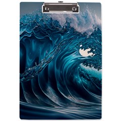 Tsunami Waves Ocean Sea Water Rough Seas 3 A4 Acrylic Clipboard by Ravend