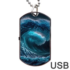 Tsunami Waves Ocean Sea Water Rough Seas 4 Dog Tag Usb Flash (one Side) by Ravend