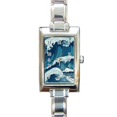 Waves Ocean Sea Pattern Water Tsunami Rough Seas Rectangle Italian Charm Watch by Ravend