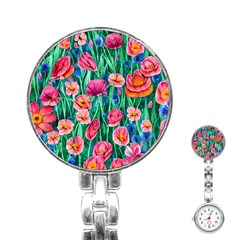 Blossom-filled Watercolor Flowers Stainless Steel Nurses Watch by GardenOfOphir