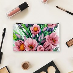 Azure Watercolor Flowers Cosmetic Bag (small)