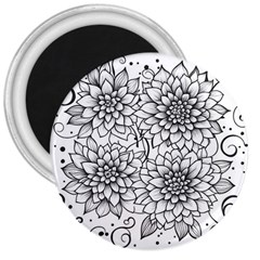 Flowers Template Line Art Pattern Coloring Page 3  Magnets by Ravend