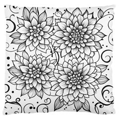 Flowers Template Line Art Pattern Coloring Page Large Cushion Case (one Side) by Ravend