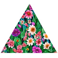 Creative Crimson Crisp Watercolor Flowers Wooden Puzzle Triangle by GardenOfOphir