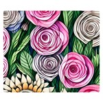 Breathtaking Bright Brilliant Watercolor Flowers Premium Plush Fleece Blanket (Small) 50 x40  Blanket Front