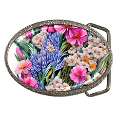 Bountiful Watercolor Flowers Belt Buckles by GardenOfOphir