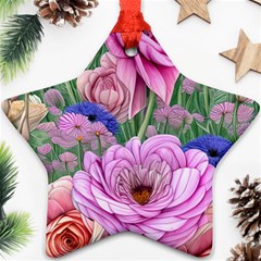 Broken And Budding Watercolor Flowers Star Ornament (two Sides)