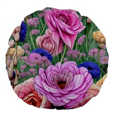 Broken And Budding Watercolor Flowers Large 18  Premium Flano Round Cushions by GardenOfOphir