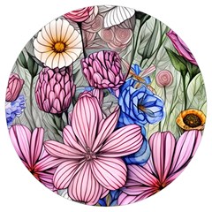 Broken And Budding Watercolor Flowers Round Trivet by GardenOfOphir