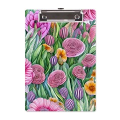 Delicate And Dazzling Watercolor Flowers A5 Acrylic Clipboard by GardenOfOphir