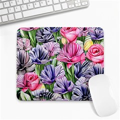 Majestic Watercolor Flowers Large Mousepad by GardenOfOphir