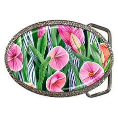 Classy Watercolor Flowers Belt Buckles by GardenOfOphir