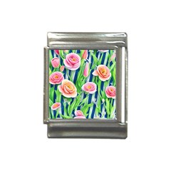 Dazzling Watercolor Flowers Italian Charm (13mm) by GardenOfOphir