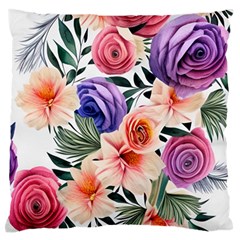 Country-chic Watercolor Flowers Standard Premium Plush Fleece Cushion Case (one Side) by GardenOfOphir