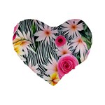 Classy And Chic Watercolor Flowers Standard 16  Premium Heart Shape Cushions Front