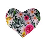 Classy And Chic Watercolor Flowers Standard 16  Premium Heart Shape Cushions Back