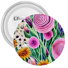 Cheerful And Captivating Watercolor Flowers 3  Buttons by GardenOfOphir