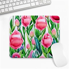 Cheerful And Captivating Watercolor Flowers Large Mousepad by GardenOfOphir