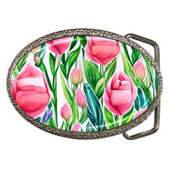 Cheerful And Captivating Watercolor Flowers Belt Buckles by GardenOfOphir