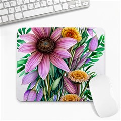 Watercolor Flowers Botanical Foliage Large Mousepad by GardenOfOphir