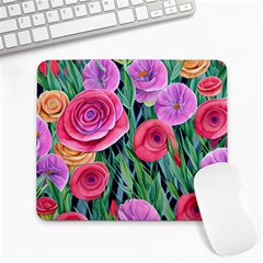 Boho Retropical Flowers Large Mousepad by GardenOfOphir