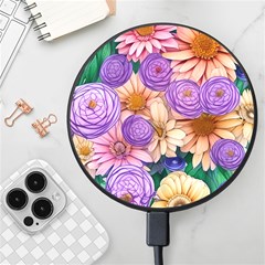 Exotic Tropical Botanical Flowers Pattern Wireless Fast Charger(black)