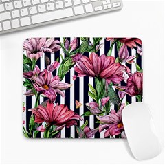 Tropical Botanical Flowers In Watercolor Large Mousepad by GardenOfOphir