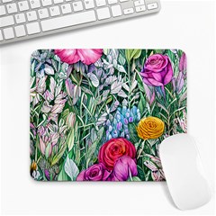 Cottagecore Tropical Flowers Large Mousepad by GardenOfOphir