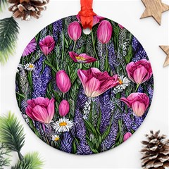 Cheerful Watercolor Flowers Ornament (round) by GardenOfOphir