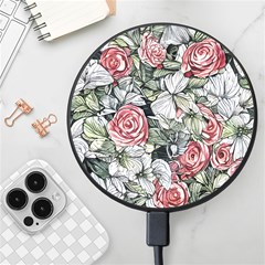 Retro Topical Botanical Flowers Wireless Fast Charger(black)