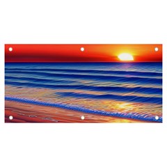 Golden Sunset Over Beach Banner And Sign 6  X 3  by GardenOfOphir