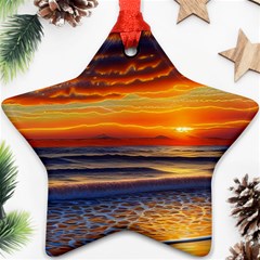 Nature s Sunset Over Beach Star Ornament (two Sides) by GardenOfOphir