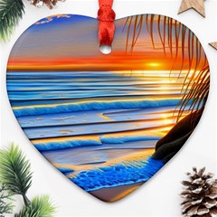 Tropical Sunset Heart Ornament (two Sides) by GardenOfOphir