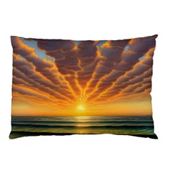 Waves At Sunset Pillow Case by GardenOfOphir