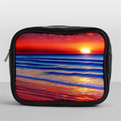 Golden Sunset Over Beach Mini Toiletries Bag (one Side) by GardenOfOphir